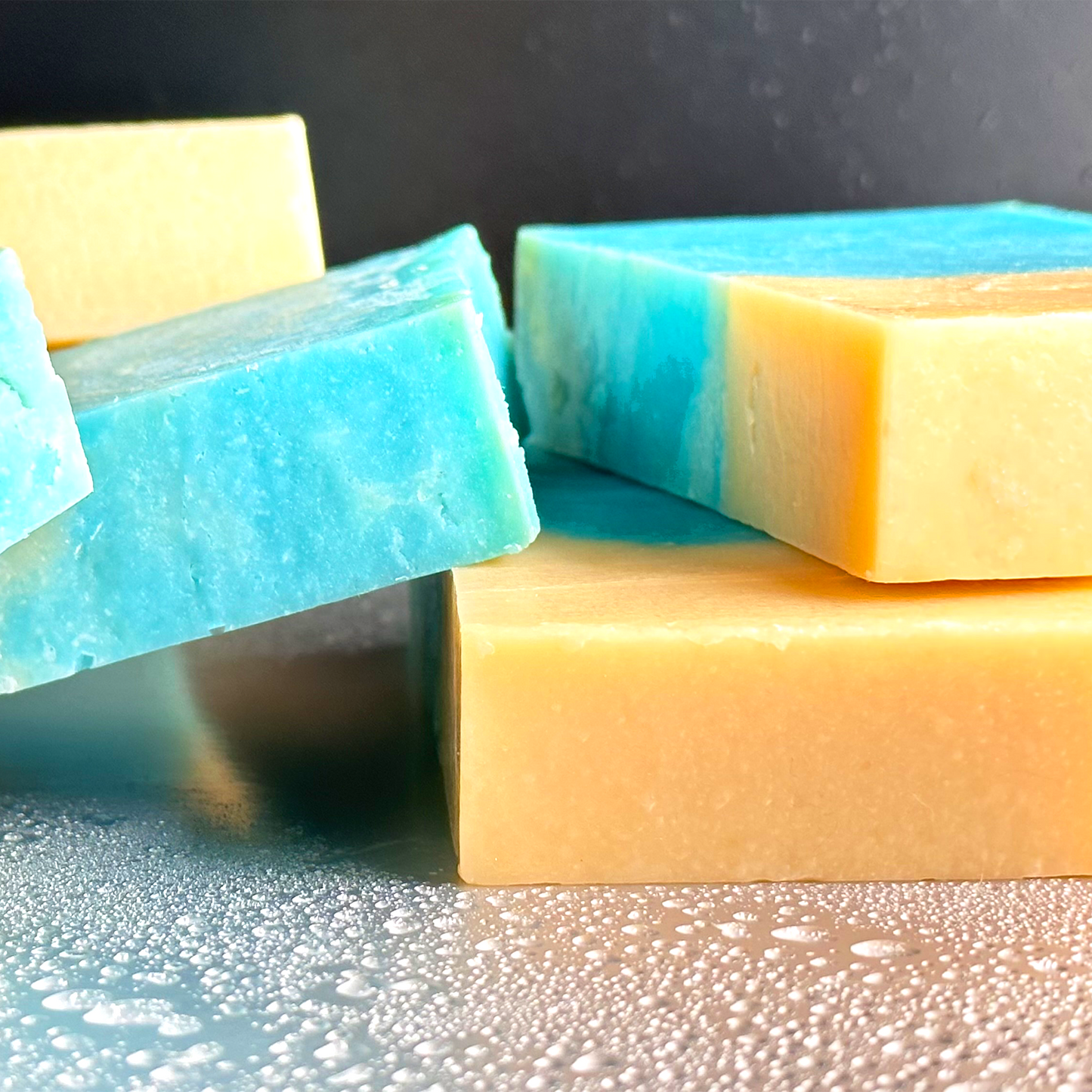 Bayrum Body Soap piled up together in a close up shot